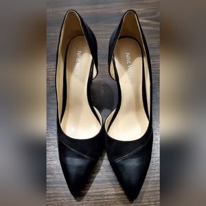Nine west black leather and suede heels